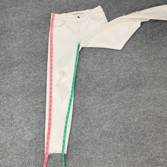 J Brand Jeans Womens 27 White Denim Cropped Raw Hem Distressed Stretch Pant - Picture 7 of 14